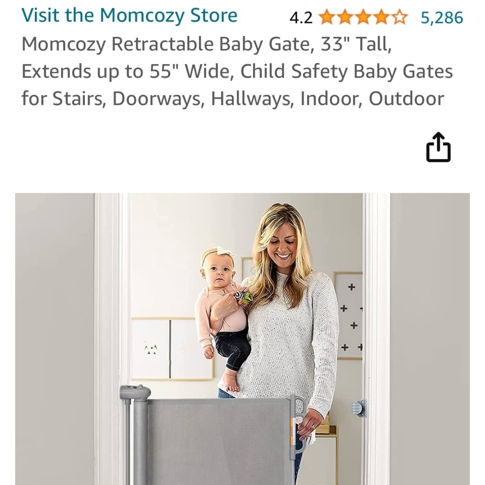 NIB Momcozy retractable baby gate